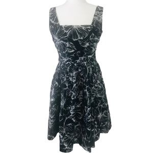 Moschino Cheap And Chic Sleeveless Black Embroidered Fit And Flare Dress.
